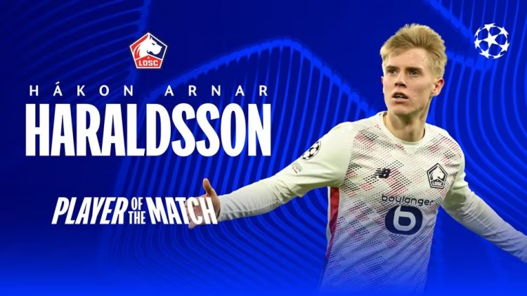 半单刀破门!官方:里尔边锋哈拉尔德松当选多特vs里尔全场最佳