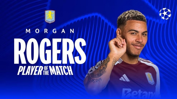 传中造乌龙!欧冠官方:摩根-罗杰斯当选布鲁日vs维拉全场最佳