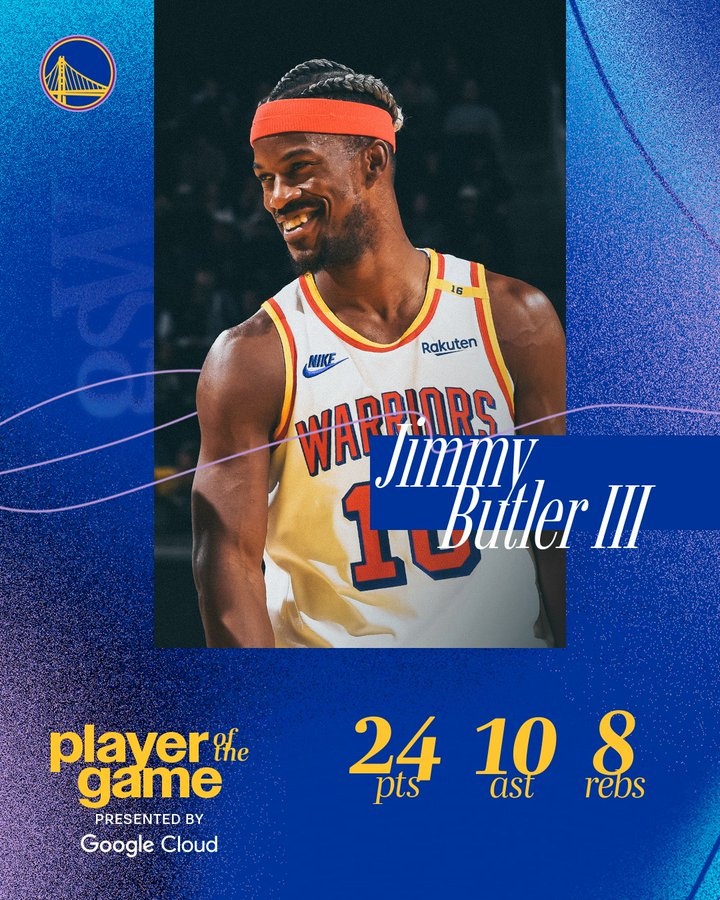 罚球11中11砍下24+8+10！勇士官方评选本场最佳 巴特勒当选